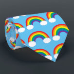 Cravate Cute arc-en-ciel nuages Ciel bleu Motif lumineux<br><div class="desc">Un bel arc-en-ciel aux nuages bleu clair avec blanc au centre. J'adore les couleurs rouge,  orange,  jaune,  vert,  bleu et violet,  toutes ensemble sur cette cravate LGBT cool.</div>