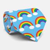Cravate Cute arc-en-ciel nuages Ciel bleu Motif lumineux (Roulé)