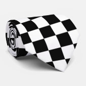 Cravate cute black white check pattern (Roulé)
