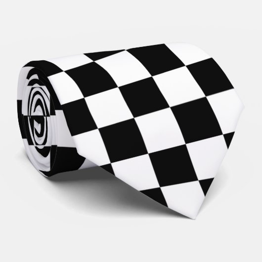 Cravate cute black white check pattern (Roulé)