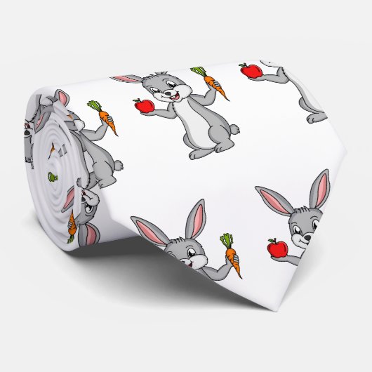 Cravate Cute bunny rabbit with vegetables (Roulé)