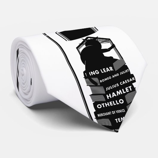 Cravate Cute Cat Lecture Shakespeare Joues (Roulé)