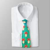 Cravate Cute Champignons Dessin Motif Bleu Et Vert (Attaché)