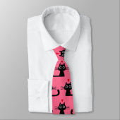 Cravate Cute Chat Noir Motif Valentine's Day Hearts (Attaché)