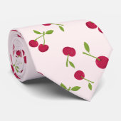 Cravate Cute Cherry Print Pattern Coquette Pink Monogram (Roulé)