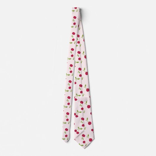 Cravate Cute Cherry Print Pattern Coquette Pink Monogram (Dos)