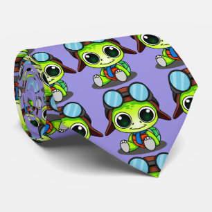 Cravate Cute Chibi Cartoon Turtle en Aviator Casquette
