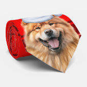 Cravate Cute Chow Chow Chien Rouge Plaid Noël (Roulé)