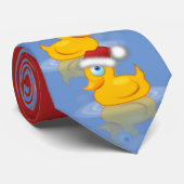 Cravate Cute Christmas Santa Claus Rubber Ducks Red Blue (Roulé)