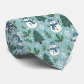 Cravate Cute Christmas Snowmen Pattern Neck Tie (Roulé)