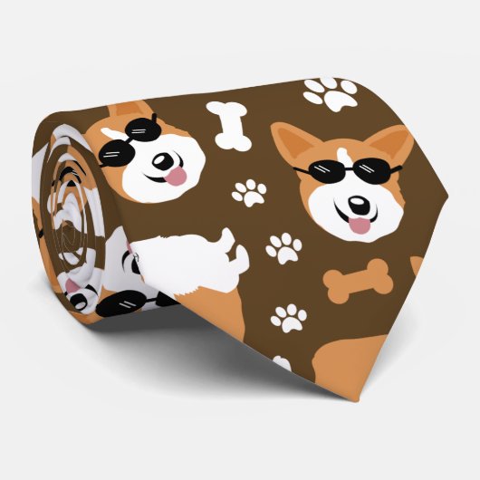 Cravate Cute Corgis Pembroke Welsh Corgi Funny Motif (Roulé)