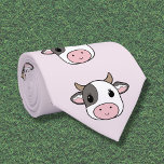 Cravate Cute Cow Neck Tie<br><div class="desc">A humorous tie featuring a cute cartoon style cow face on a pink background. If you are looking for a gift for your best man in life, this design could be perfect and so funny!</div>