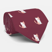 Cravate Cute Cozy Cat Burgundy (Roulé)