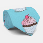 Cravate Cute Cupcakes sur Arrière - plan bleu (Roulé)