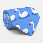 Cravate Cute cygne blanc avec dessin de la couronne (Roulé)
