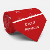 Cravate Cute Daddy Penguin à Noël rouge (Roulé)