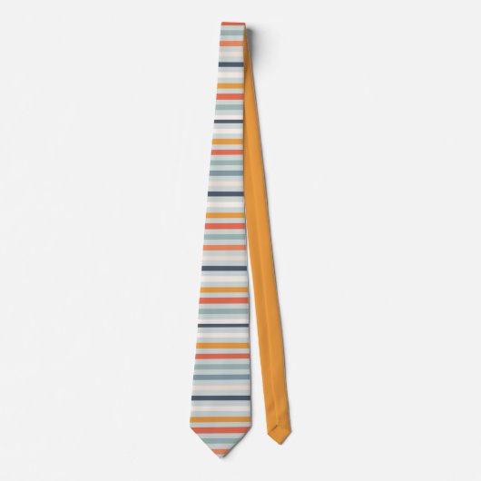 Cravate Cute Dusky Orange Bleu Motif rayé ocre (Devant)