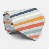 Cravate Cute Dusky Orange Bleu Motif rayé ocre (Roulé)