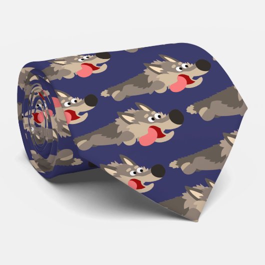 Cravate Cute Fleet Cartoon Wolf Tie (Roulé)