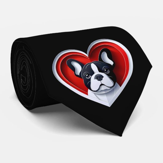 Cravate Cute French Bulldog Heart Frenchie Dad Dog Lover (Roulé)