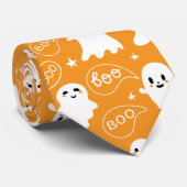 Cravate Cute Ghosts Boo Orange Halloween (Roulé)