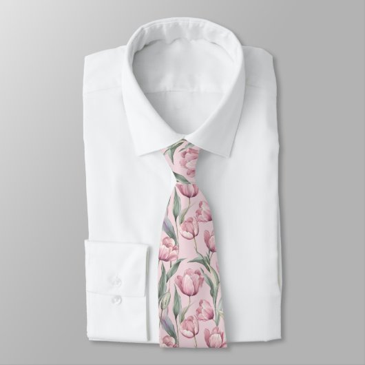 Cravate Cute Groomsmen Tulip Flower (Attaché)