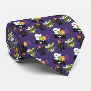 Cravate Cute Halloween Chat, chauve-souris, maman et Motif