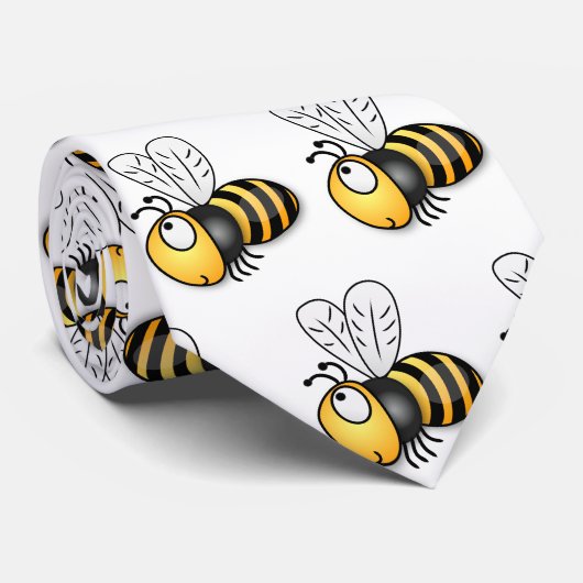 Cravate Cute happy bee cartoon illustration (Roulé)