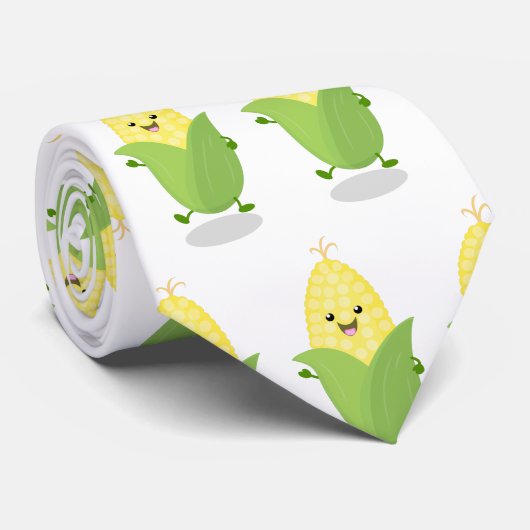 Cravate Cute happy corn cartoon illustration (Roulé)