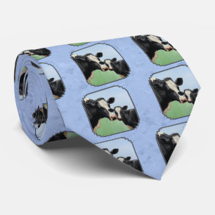 Cravate Cute Holstein Calf & Vache Ciel bleu