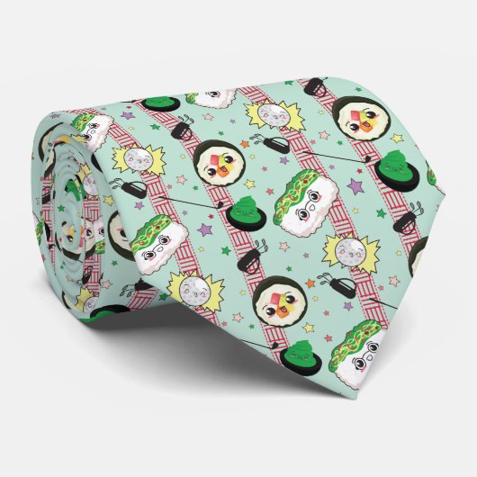 Cravate Cute Japonais Sushi Lover Motif de golf (Roulé)
