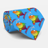 Cravate Cute Joyful Goldfish en mer, bleu clair (Roulé)