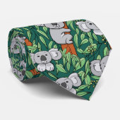 Cravate Cute Koala Motif Vert foncé (Roulé)