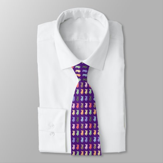Cravate Cute lapin de couleur arc-en-ciel sur violet (Attaché)