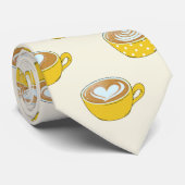 Cravate Cute Latte Art en Motif de tasses de café jaune (Roulé)