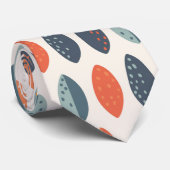 Cravate Cute Orange Blue Ochre Motif botanique feuilleté (Roulé)