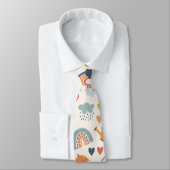 Cravate Cute Orange Blue Spring Rainbow Clouds Motif (Attaché)