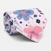 Cravate Cute Pastel Pink And Blue Floral Spring Garden (Roulé)
