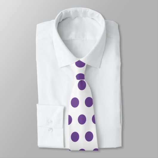 Cravate Cute pattern of large purple polka dots on white (Attaché)