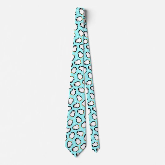 Cravate Cute penguin pattern turquoise pattern (Devant)