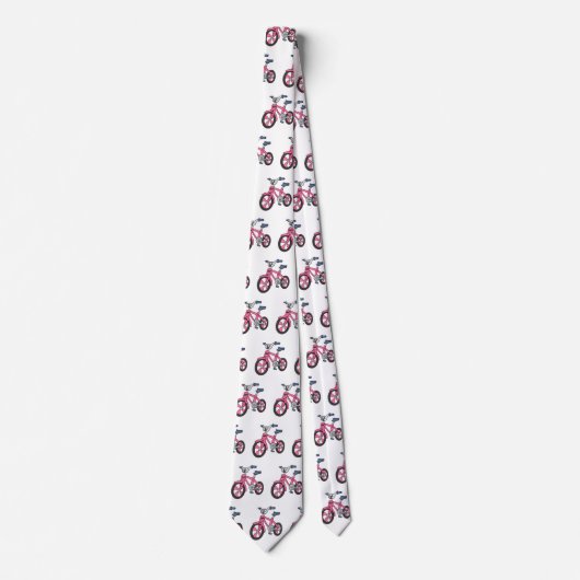 Cravate Cute pink kids bicycle cartoon illustration (Devant)