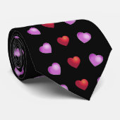 Cravate Cute Playful Hearts on BLACK (Roulé)