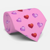 Cravate Cute Playful Hearts on PINK (Roulé)