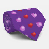 Cravate Cute Playful Hearts on ROYAL PURPLE (Roulé)