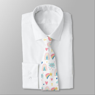 Cravate Cute Rainbow Hearts & Clouds Motif