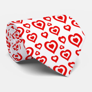 Cravate Cute Random Motif de coeur rouge et blanc