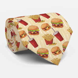 Cravate Cute restauration rapide hamburgers frites pop
