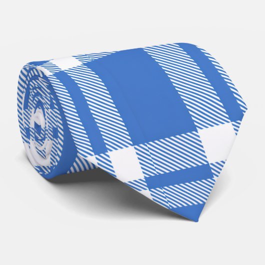 Cravate Cute Retro Blue Gingham Plaid Pattern (Roulé)