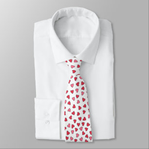 Cravate Cute Rose & Coeurs rouges Motif Saint Valentin