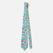 Cravate Cute rose et bleu Petit motif floral (Devant)